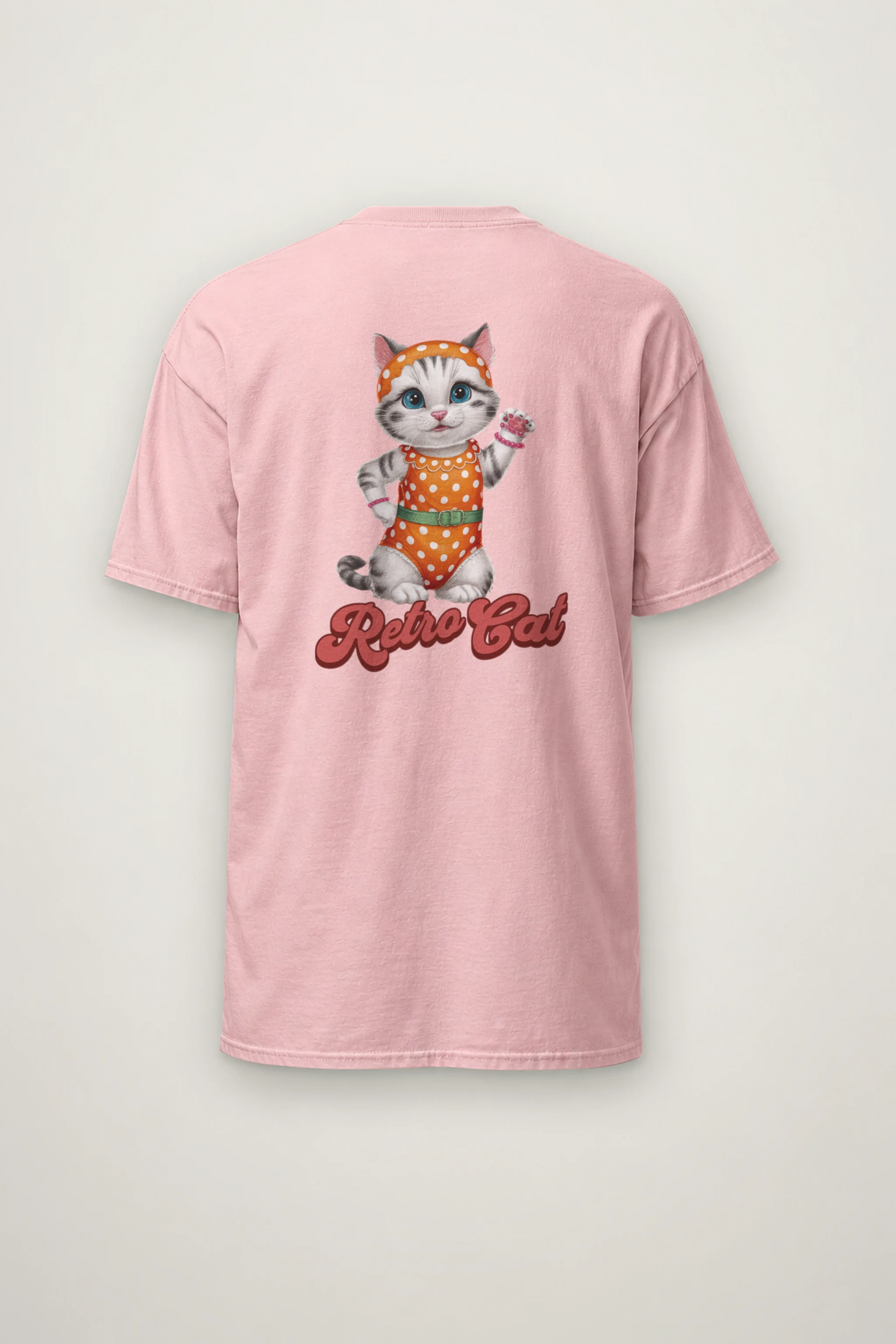 "Retro Cat" Heavyweight Unisex Crewneck T-shirt