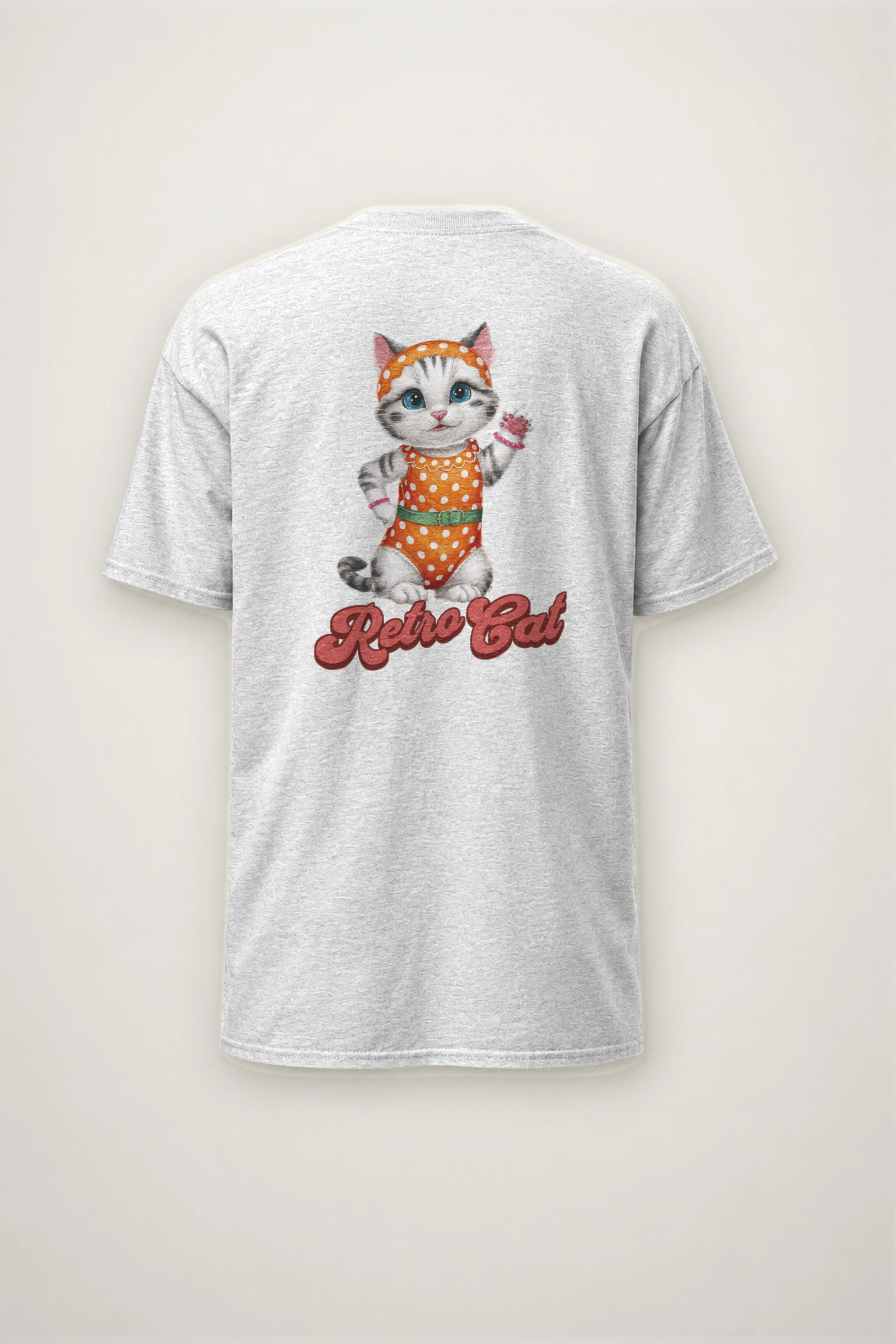 "Retro Cat" Heavyweight Unisex Crewneck T-shirt
