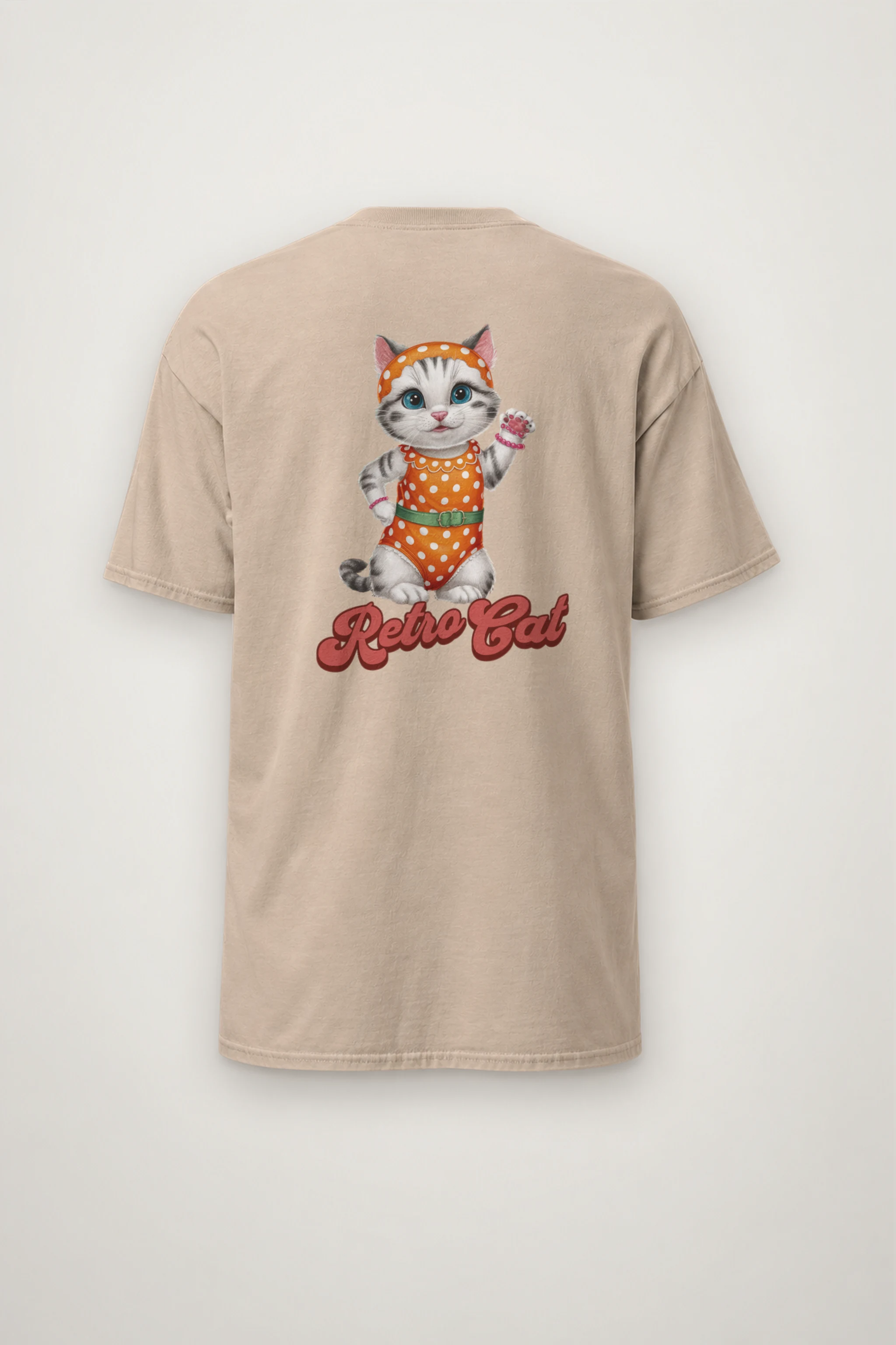 "Retro Cat" Heavyweight Unisex Crewneck T-shirt