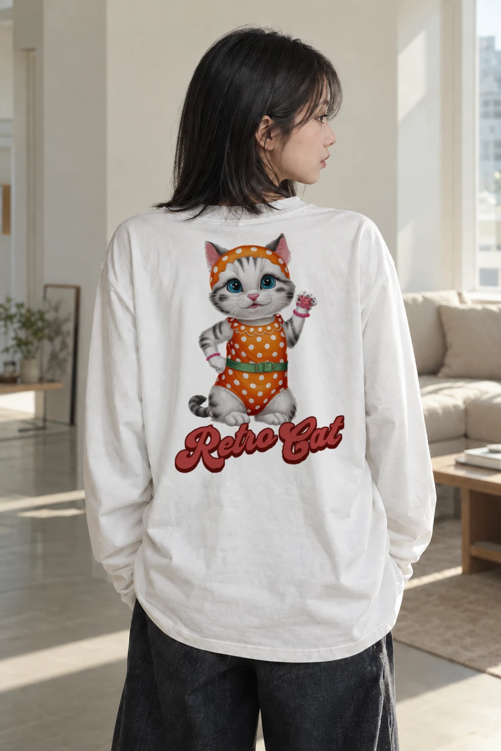 "Retro Cat" Unisex Longsleeve T-shirt | Gildan 2400