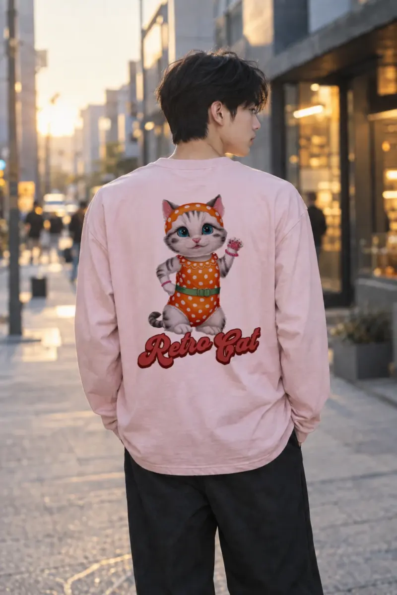 "Retro Cat" Unisex Longsleeve T-shirt | Gildan 2400