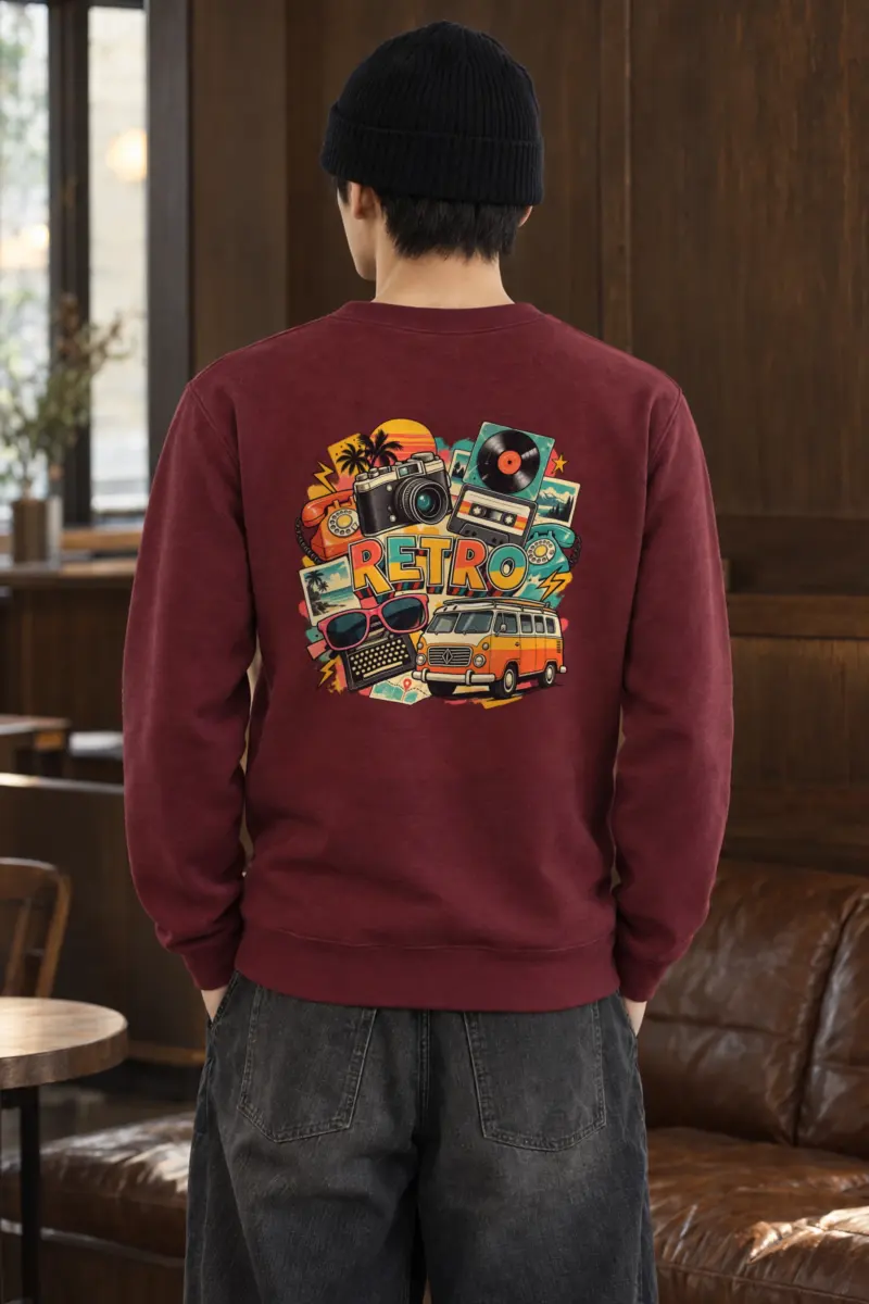 "Retro Culture Collage" Heavy Blend Unisex Crewneck Sweatshirt