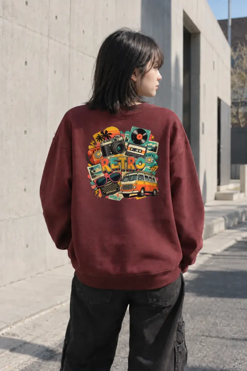 "Retro Culture Collage" Heavy Blend Unisex Crewneck Sweatshirt | Gildan 18000