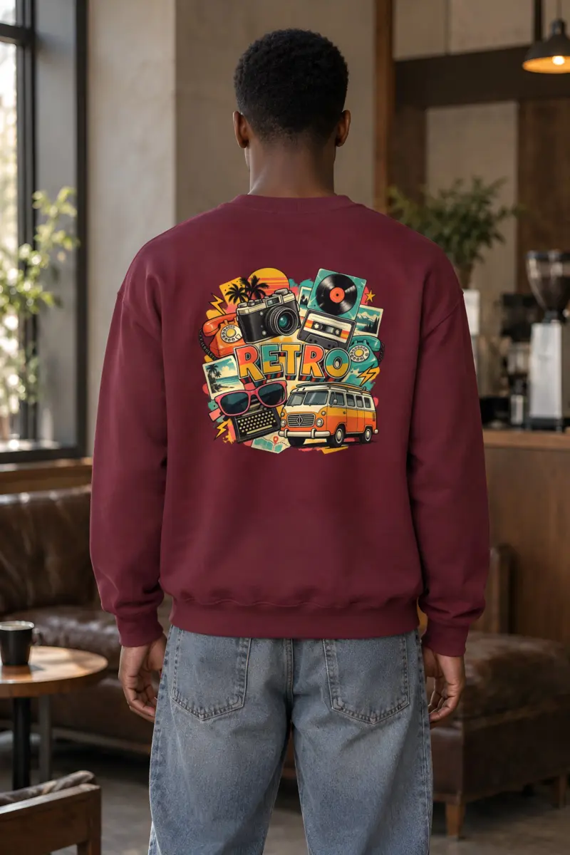 "Retro Culture Collage" Heavy Blend Unisex Crewneck Sweatshirt