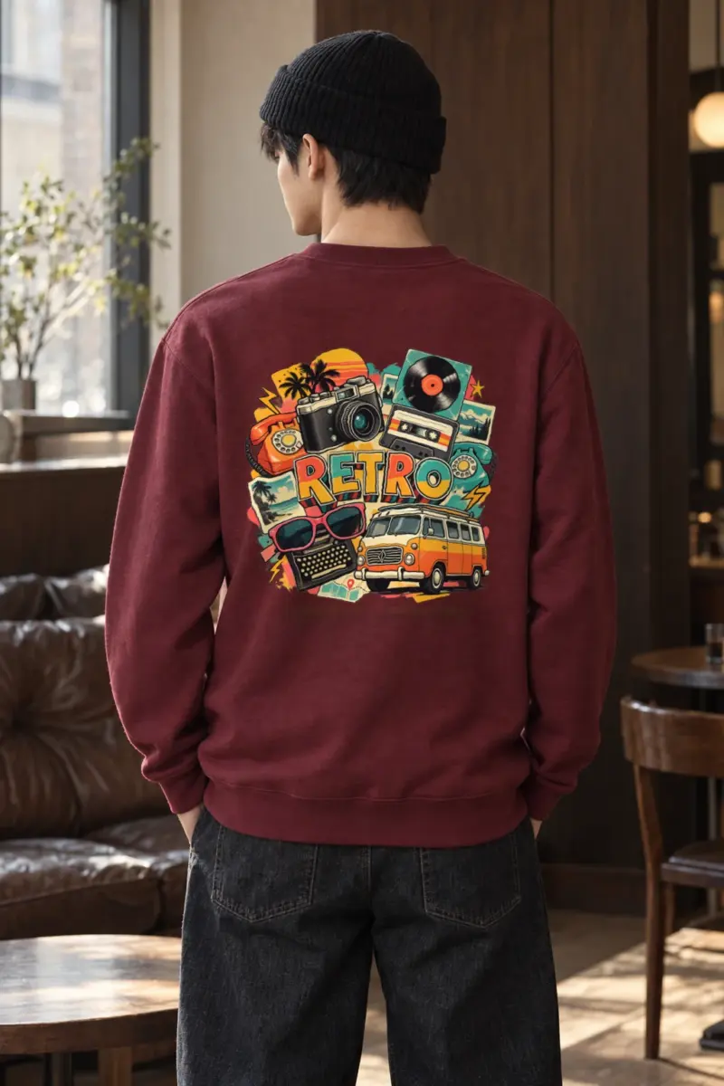 "Retro Culture Collage" Heavy Blend Unisex Crewneck Sweatshirt