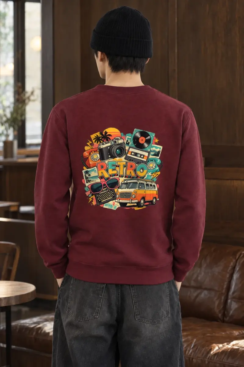"Retro Culture Collage" Heavy Blend Unisex Crewneck Sweatshirt