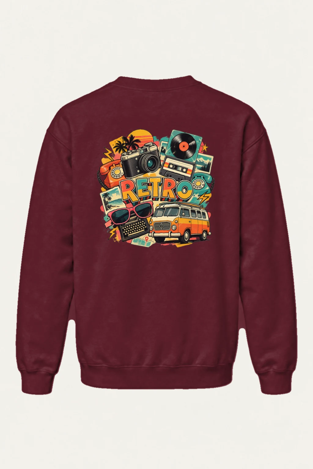 "Retro Culture Collage" Heavy Blend Unisex Crewneck Sweatshirt | Gildan 18000