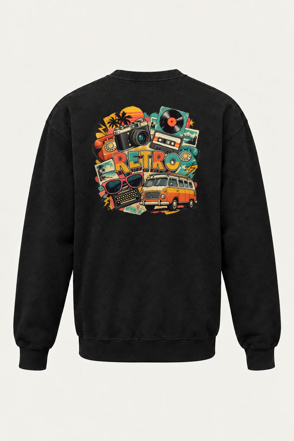 "Retro Culture Collage" Heavy Blend Unisex Crewneck Sweatshirt | Gildan 18000