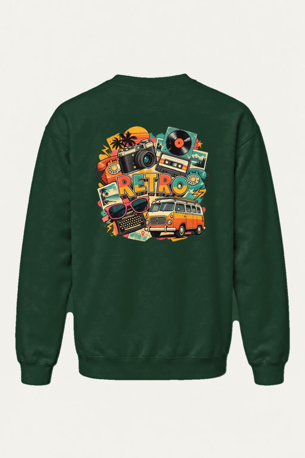 "Retro Culture Collage" Heavy Blend Unisex Crewneck Sweatshirt | Gildan 18000