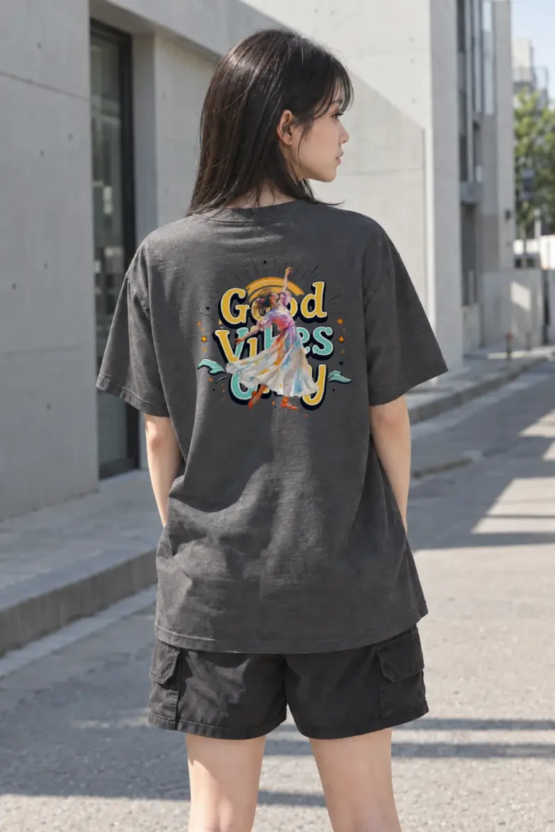 "Retro Dance Rays" Heavyweight Unisex Crewneck T-shirt | Gildan 5000