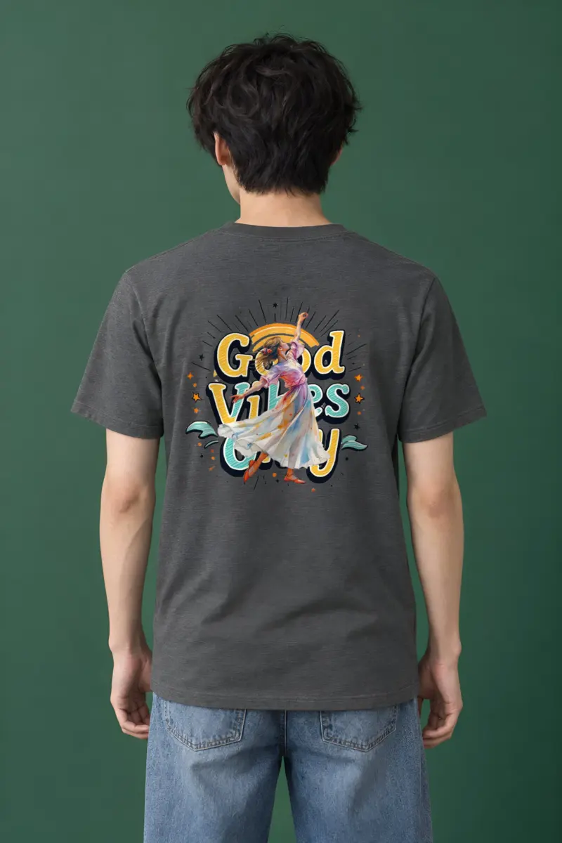 "Retro Dance Rays" Heavyweight Unisex Crewneck T-shirt