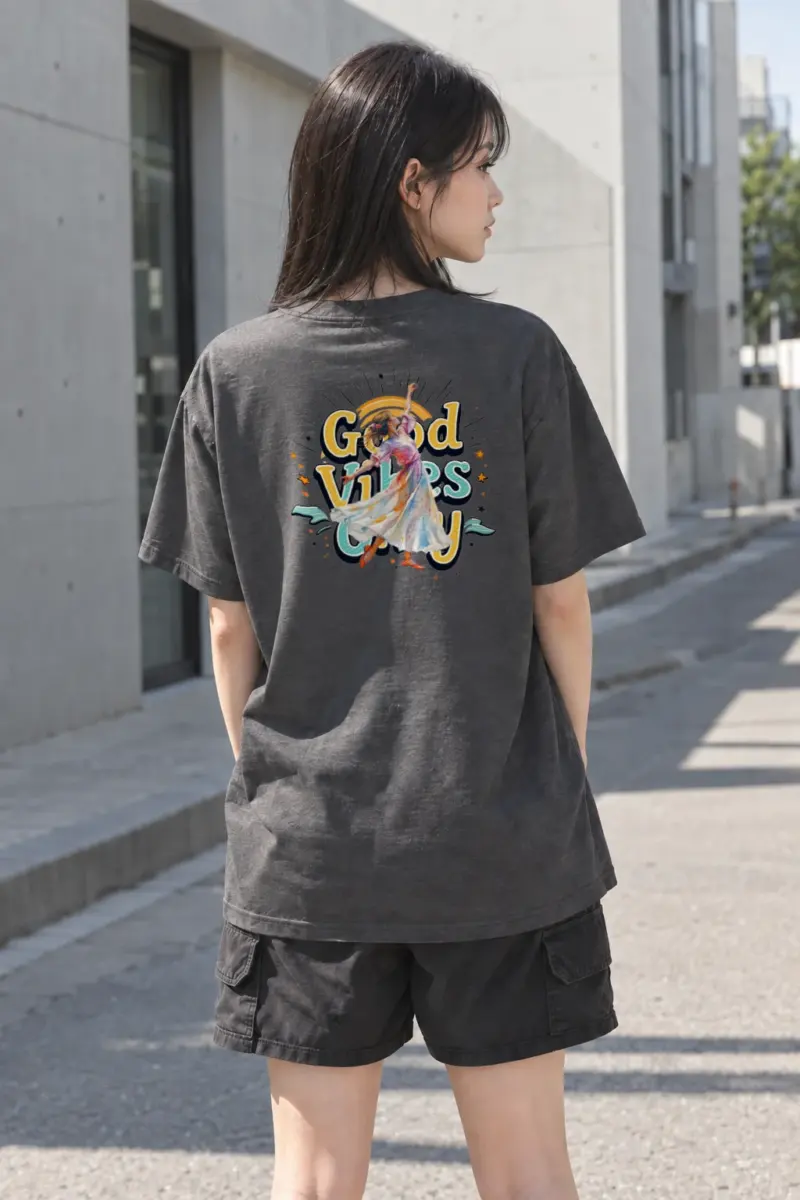"Retro Dance Rays" Heavyweight Unisex Crewneck T-shirt | Gildan 5000