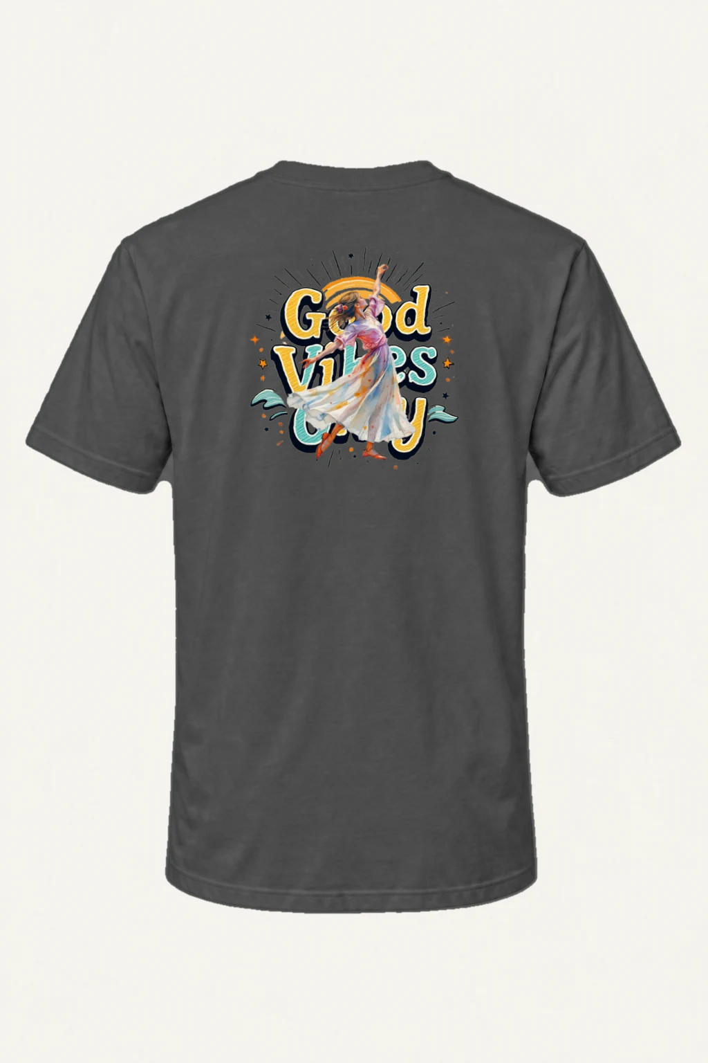 "Retro Dance Rays" Heavyweight Unisex Crewneck T-shirt | Gildan 5000