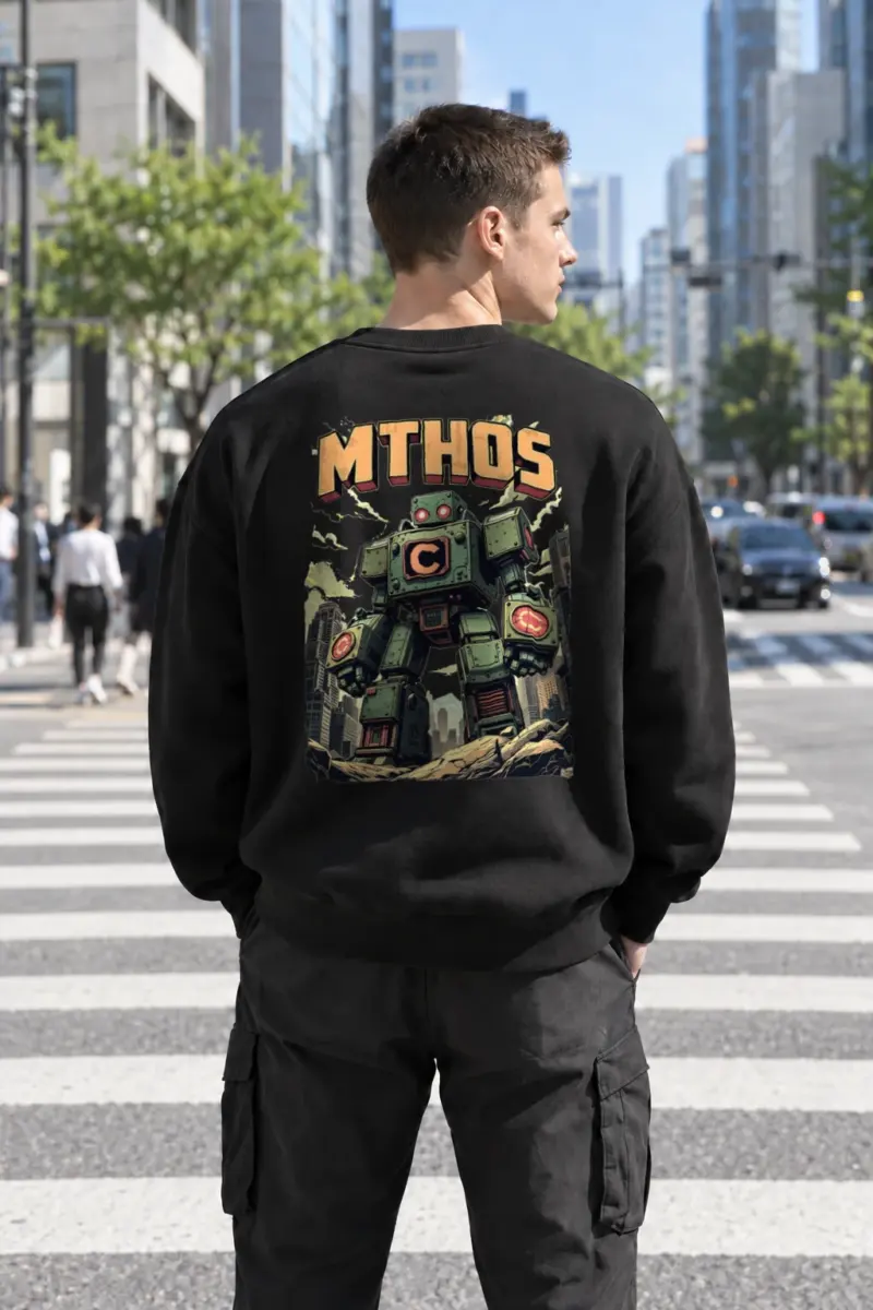 “Retro Robot” Heavy Blend Unisex Crewneck Sweatshirt | Gildan 18000