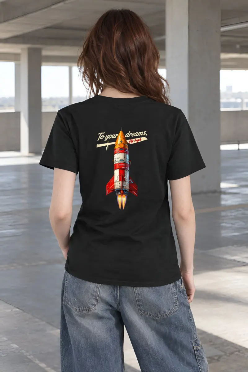 "Retro Rocket Dreams" Heavyweight Unisex Crewneck T-shirt