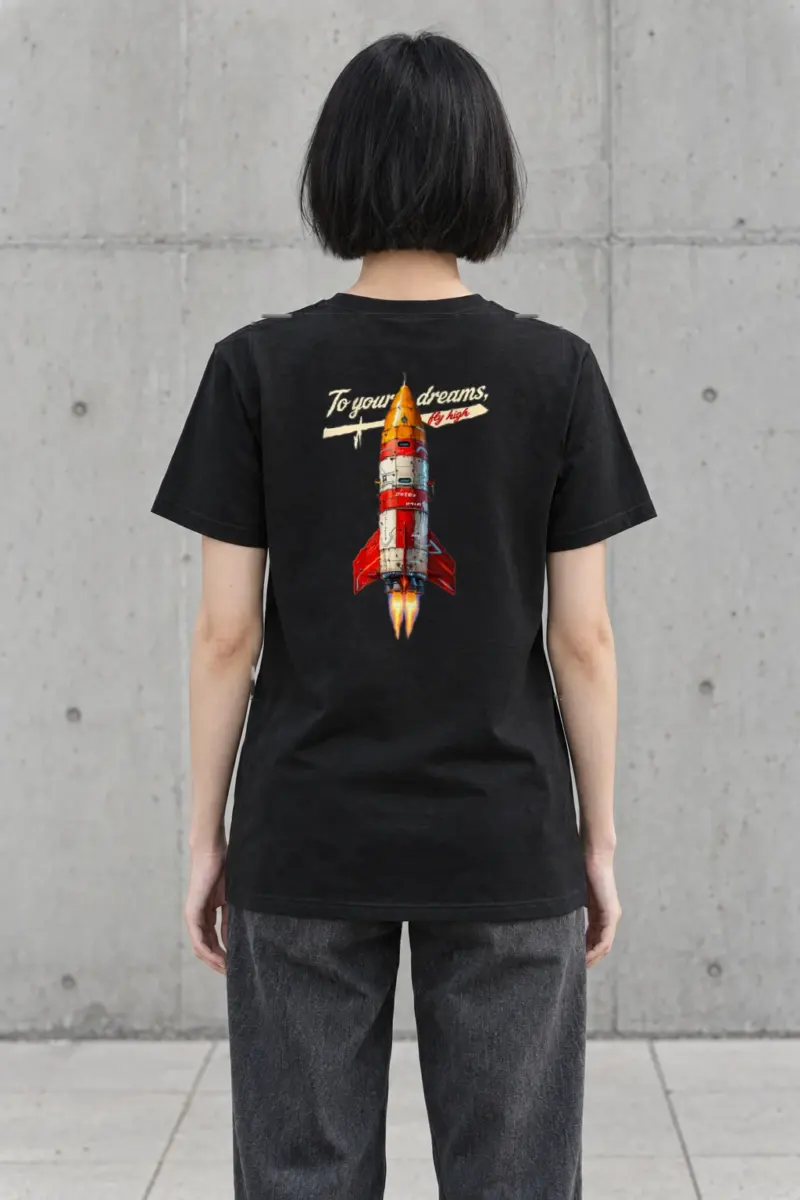 "Retro Rocket Dreams" Heavyweight Unisex Crewneck T-shirt
