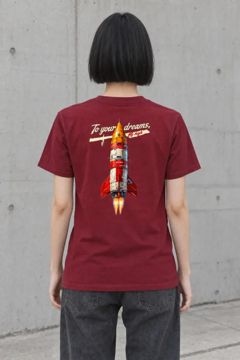 "Retro Rocket Dreams" Heavyweight Unisex Crewneck T-shirt