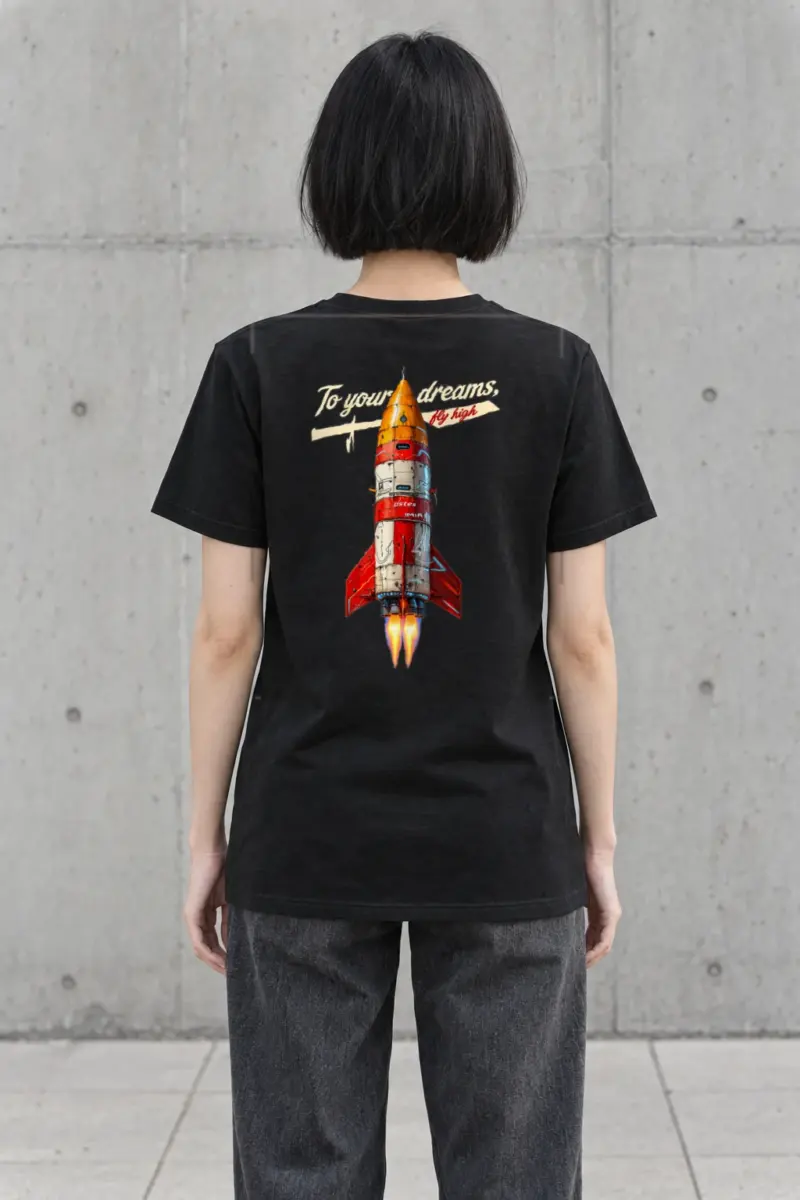 "Retro Rocket Dreams" Heavyweight Unisex Crewneck T-shirt