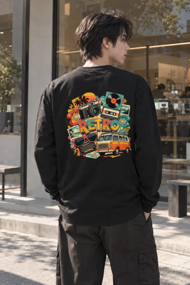 "Retro Signal Collage" Unisex Longsleeve T-shirt | Gildan 2400