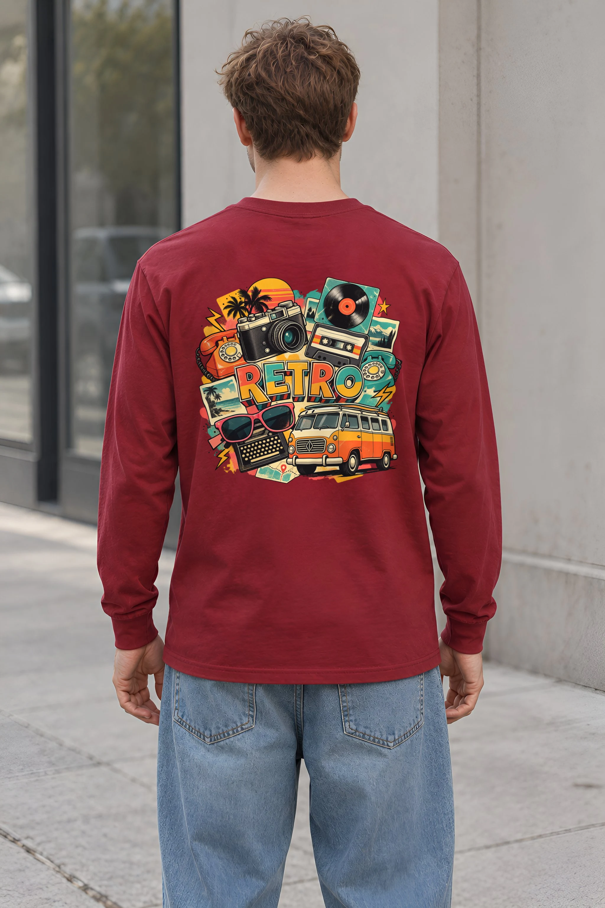 "Retro Signal Collage" Unisex Longsleeve T-shirt