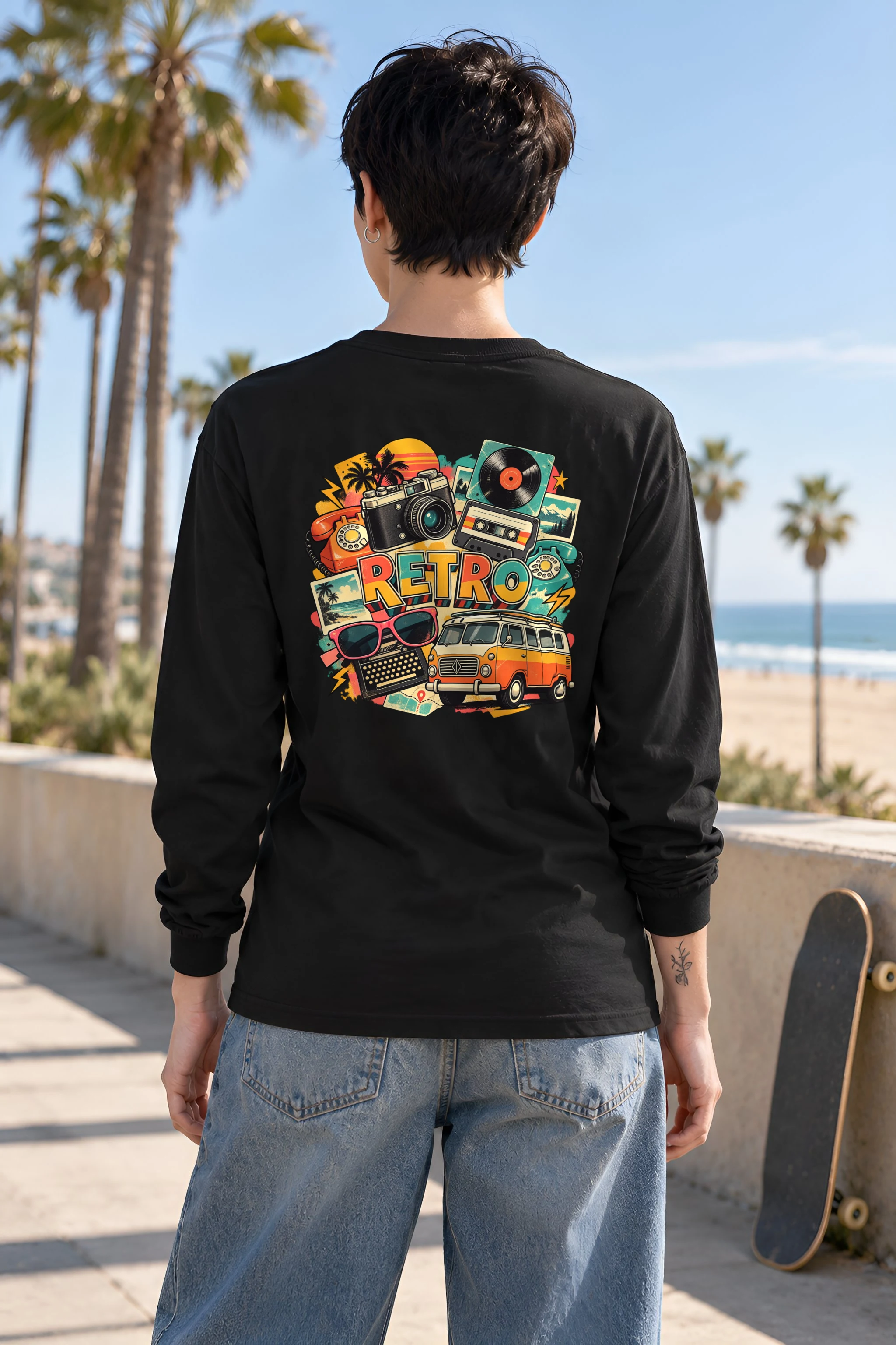 "Retro Signal Collage" Unisex Longsleeve T-shirt