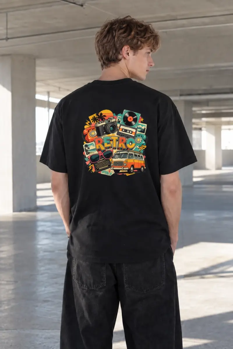 "Retro Signal" Heavyweight Unisex Crewneck T-shirt | Gildan 5000