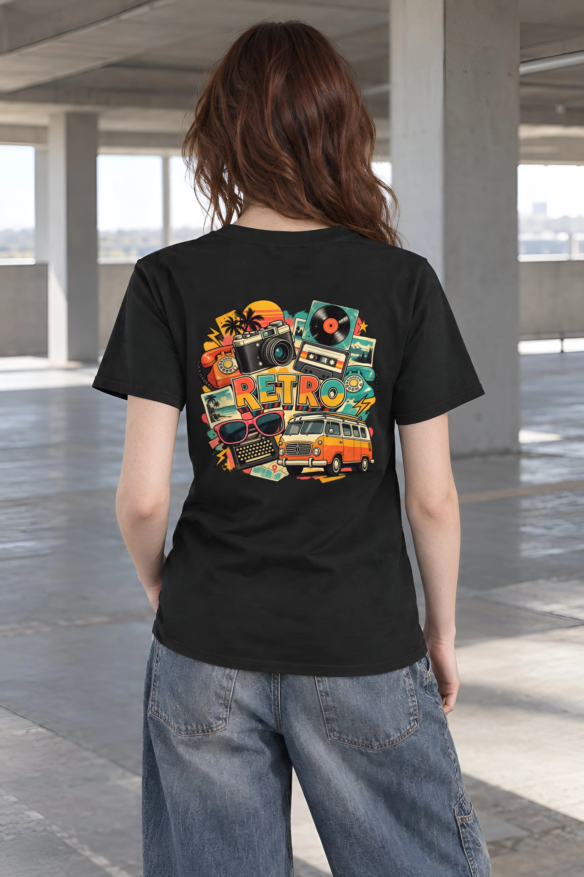 "Retro Signal" Heavyweight Unisex Crewneck T-shirt