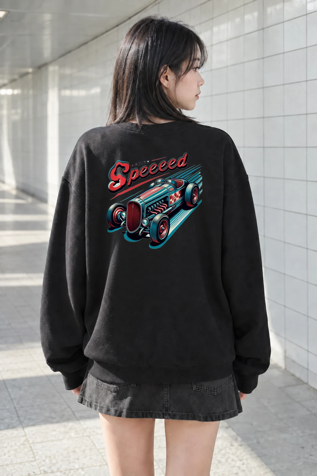 "Retro Speed" Heavy Blend Unisex Crewneck Sweatshirt | Gildan 18000
