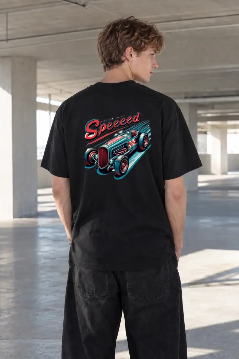 “Retro Speed” Heavyweight Unisex Crewneck T-shirt | Gildan 5000