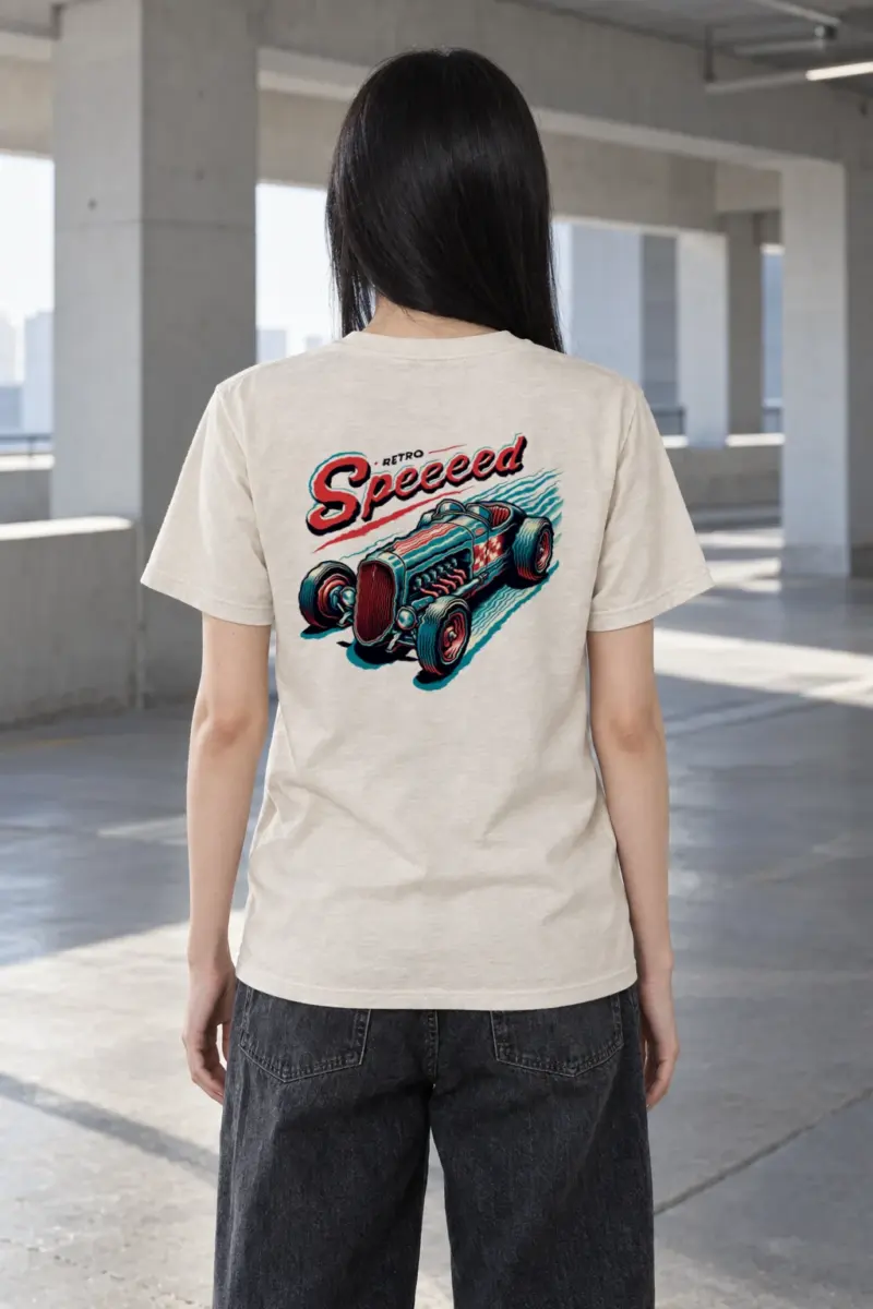 "Retro Speed" Heavyweight Unisex Crewneck T-shirt | Gildan 5000