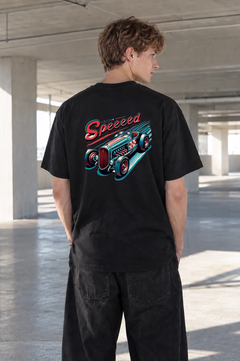 "Retro Speed" Heavyweight Unisex Crewneck T-shirt | Gildan 5000