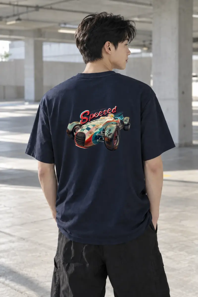 "Retro Speed" Heavyweight Unisex Crewneck T-shirt | Gildan 5000