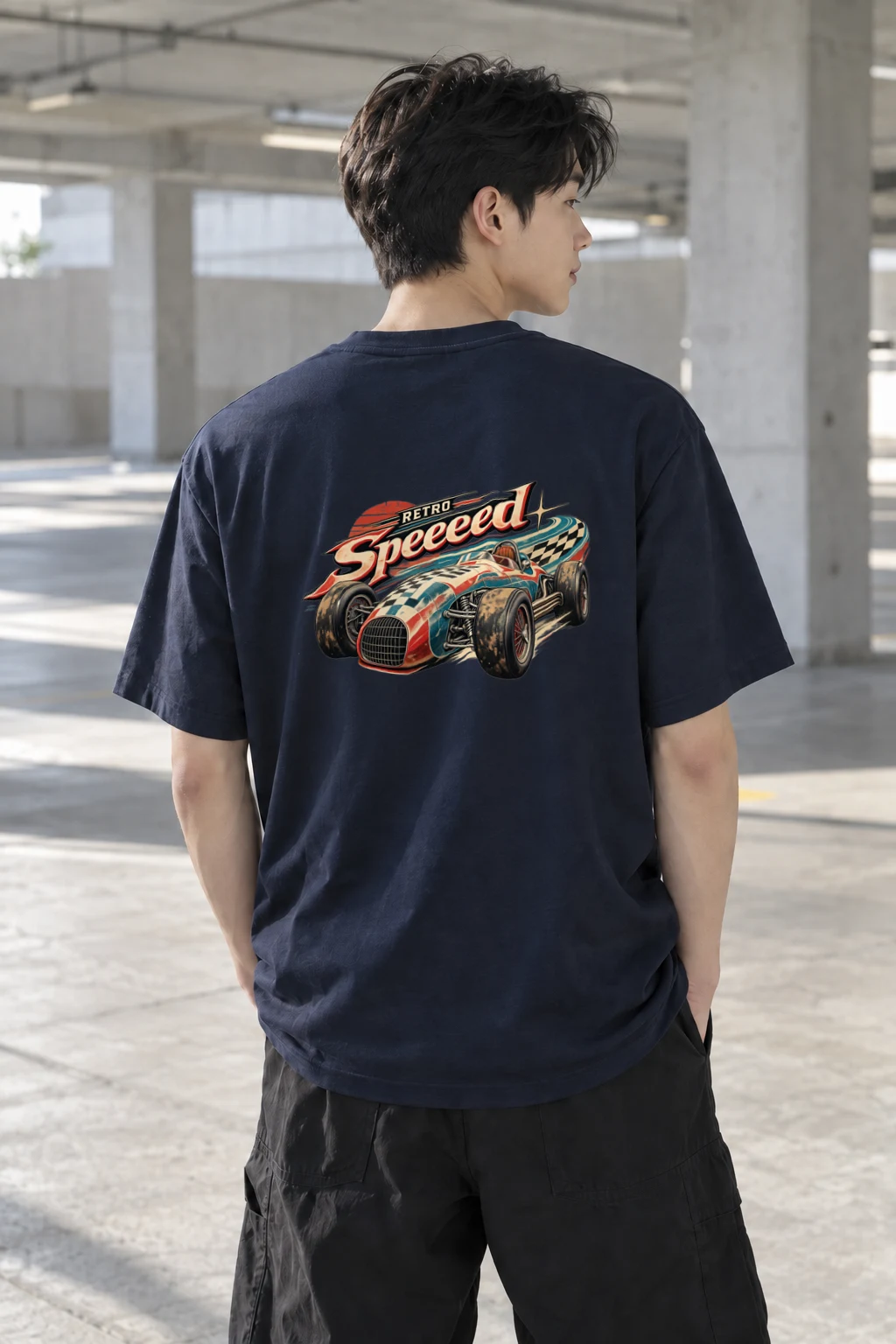"Retro Speed" Heavyweight Unisex Crewneck T-shirt | Gildan 5000