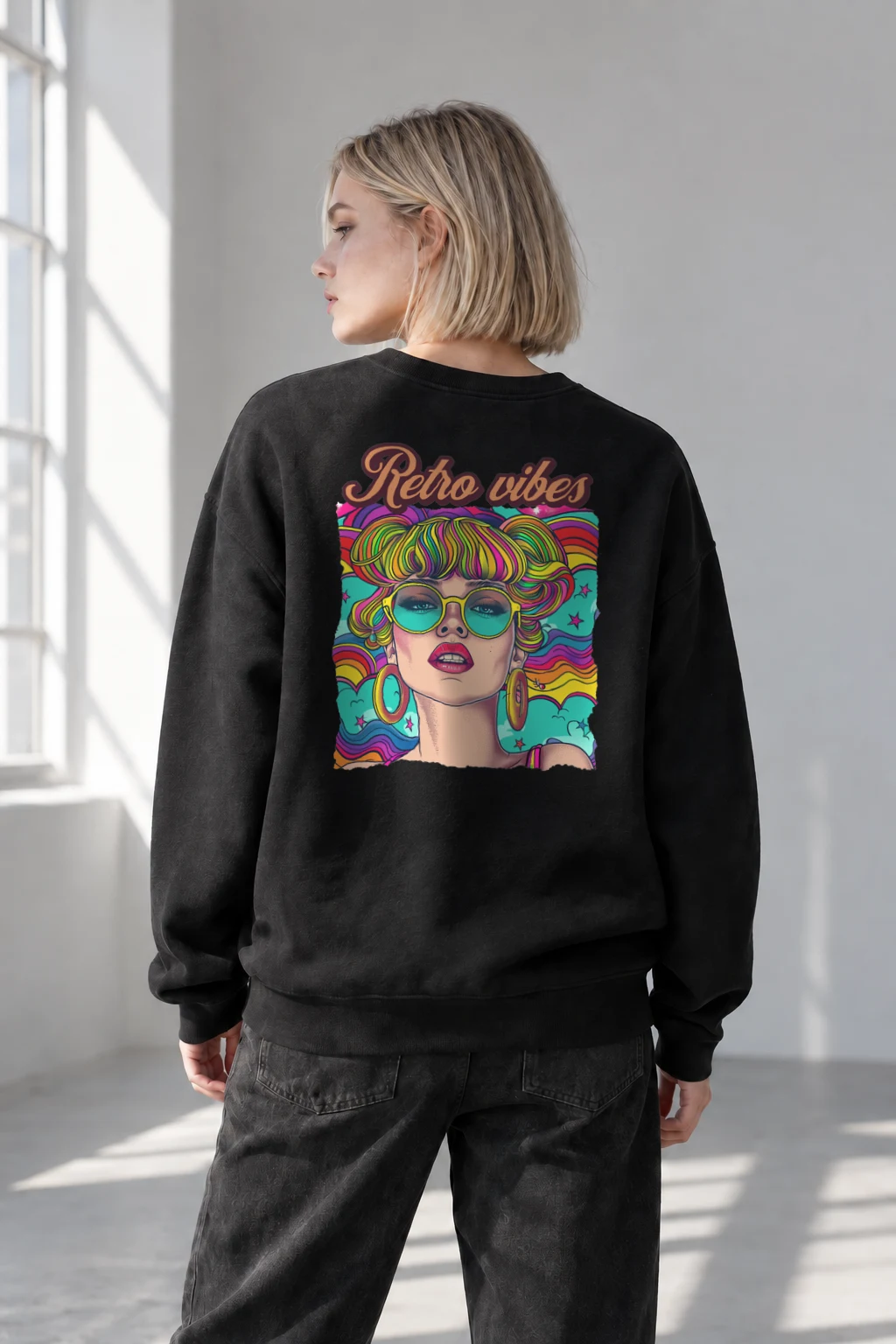 "Retro Vibes" Heavy Blend Unisex Crewneck Sweatshirt | Gildan 18000