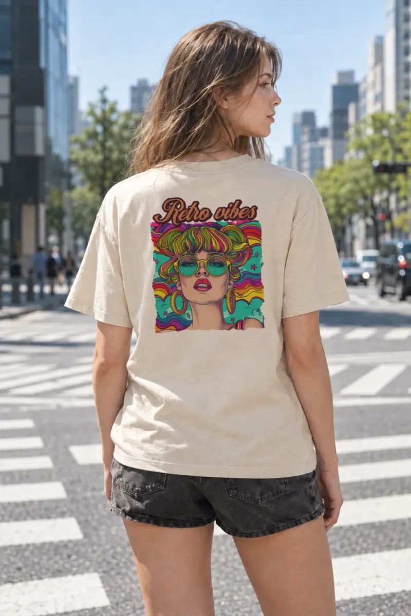 “Retro Vibes” Heavyweight Unisex Crewneck T-shirt | Gildan 5000