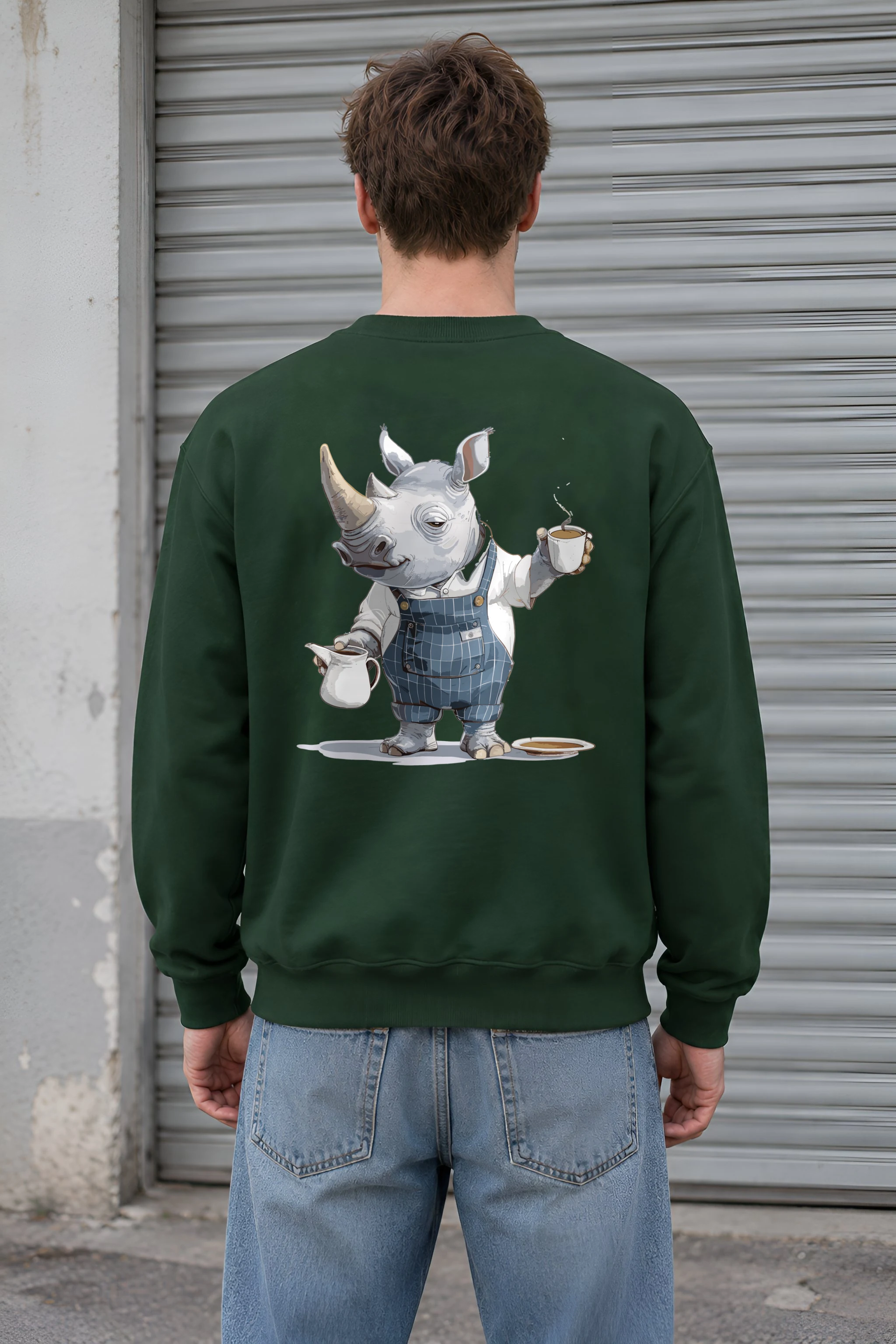 "Rhino Coffee Break" 1 Crewneck Sweatshirt