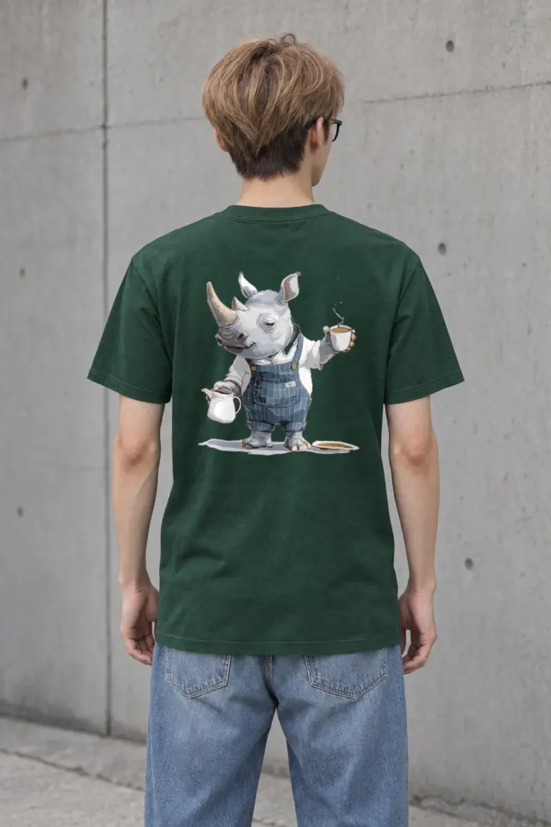 "Rhino Coffee Break" Heavyweight Unisex Crewneck T-shirt