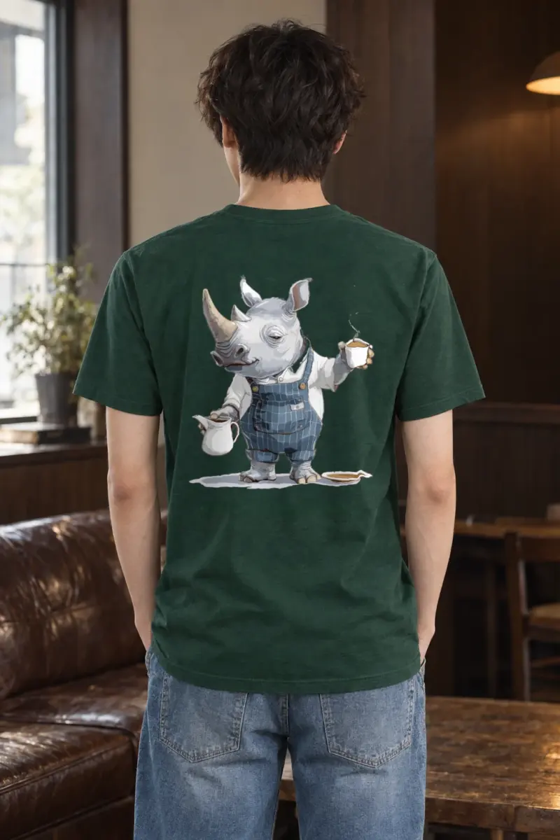 "Rhino Coffee Break" Heavyweight Unisex Crewneck T-shirt
