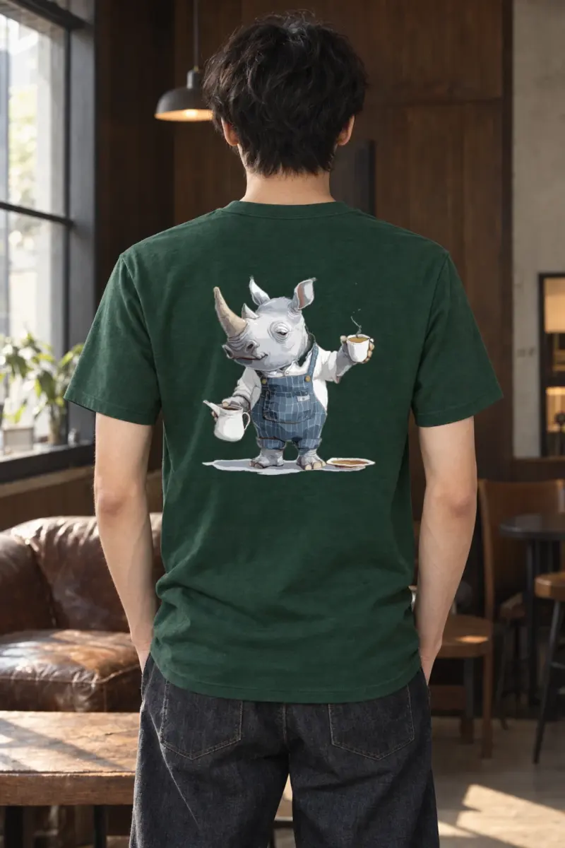 "Rhino Coffee Break" Heavyweight Unisex Crewneck T-shirt