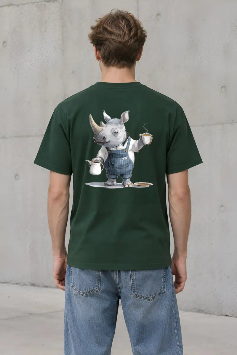 "Rhino Coffee Break" Heavyweight Unisex Crewneck T-shirt