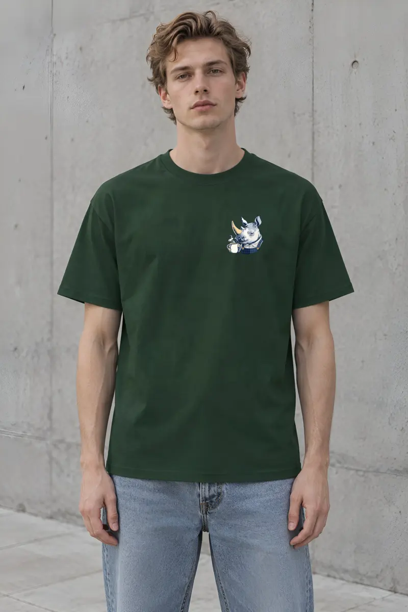 "Rhino Coffee Break" Heavyweight Unisex Crewneck T-shirt