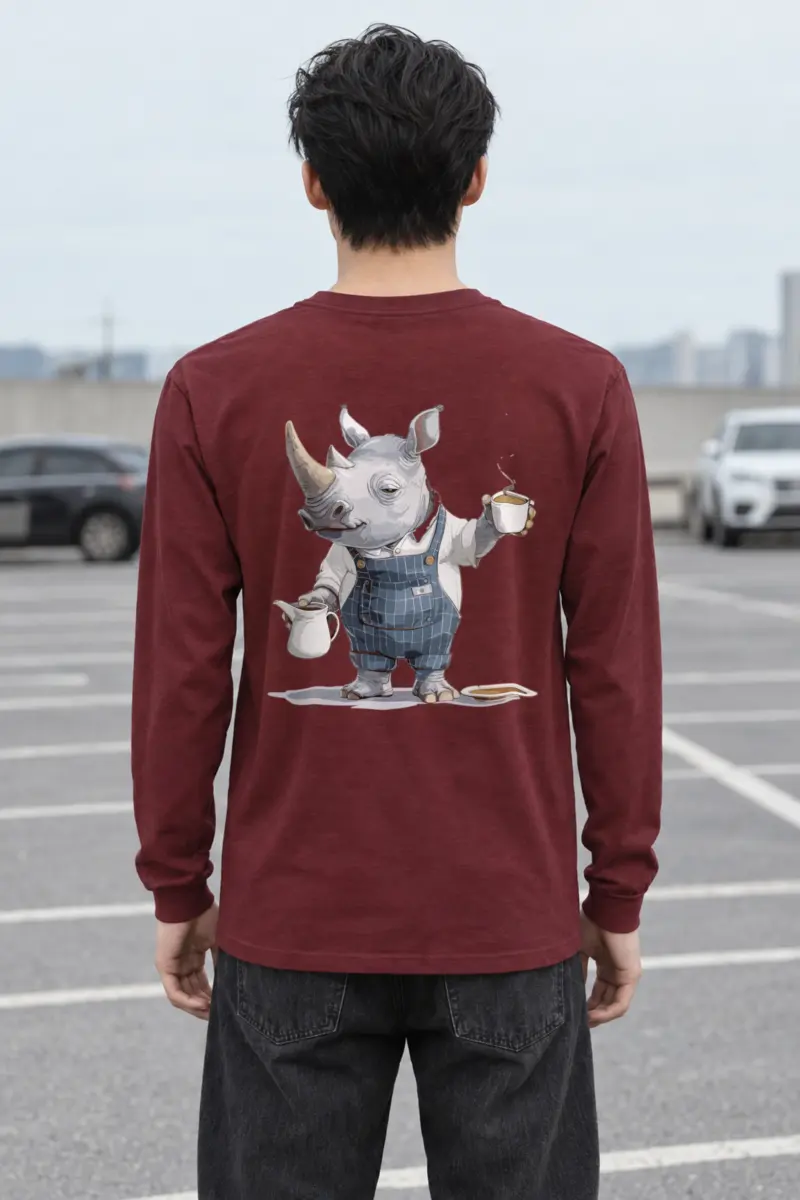 "Rhino Coffee Shift" Unisex Longsleeve T-shirt