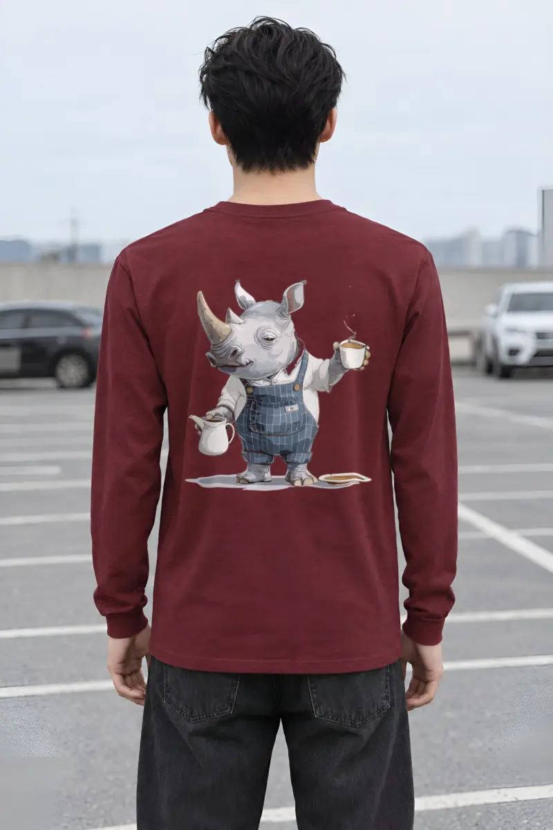 "Rhino Coffee Shift" Unisex Longsleeve T-shirt