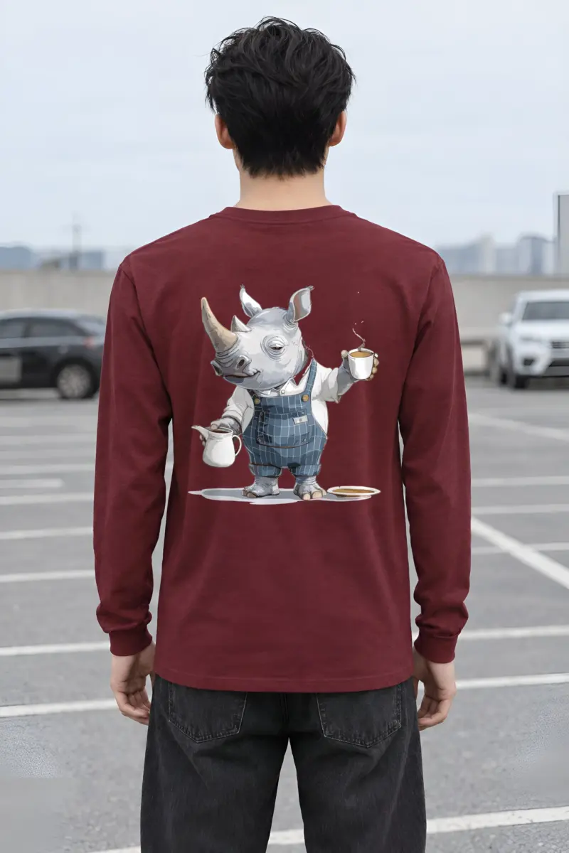 "Rhino Coffee Shift" Unisex Longsleeve T-shirt