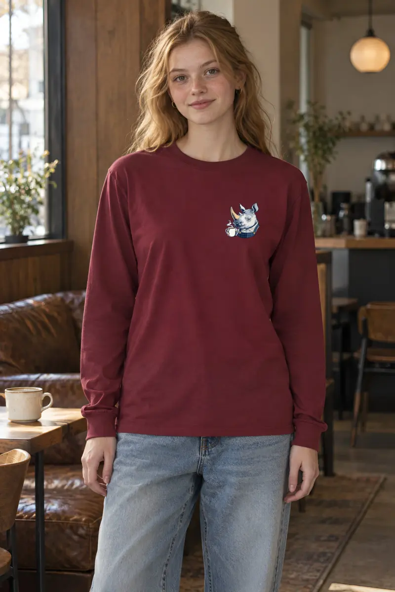 "Rhino Coffee Shift" Unisex Longsleeve T-shirt