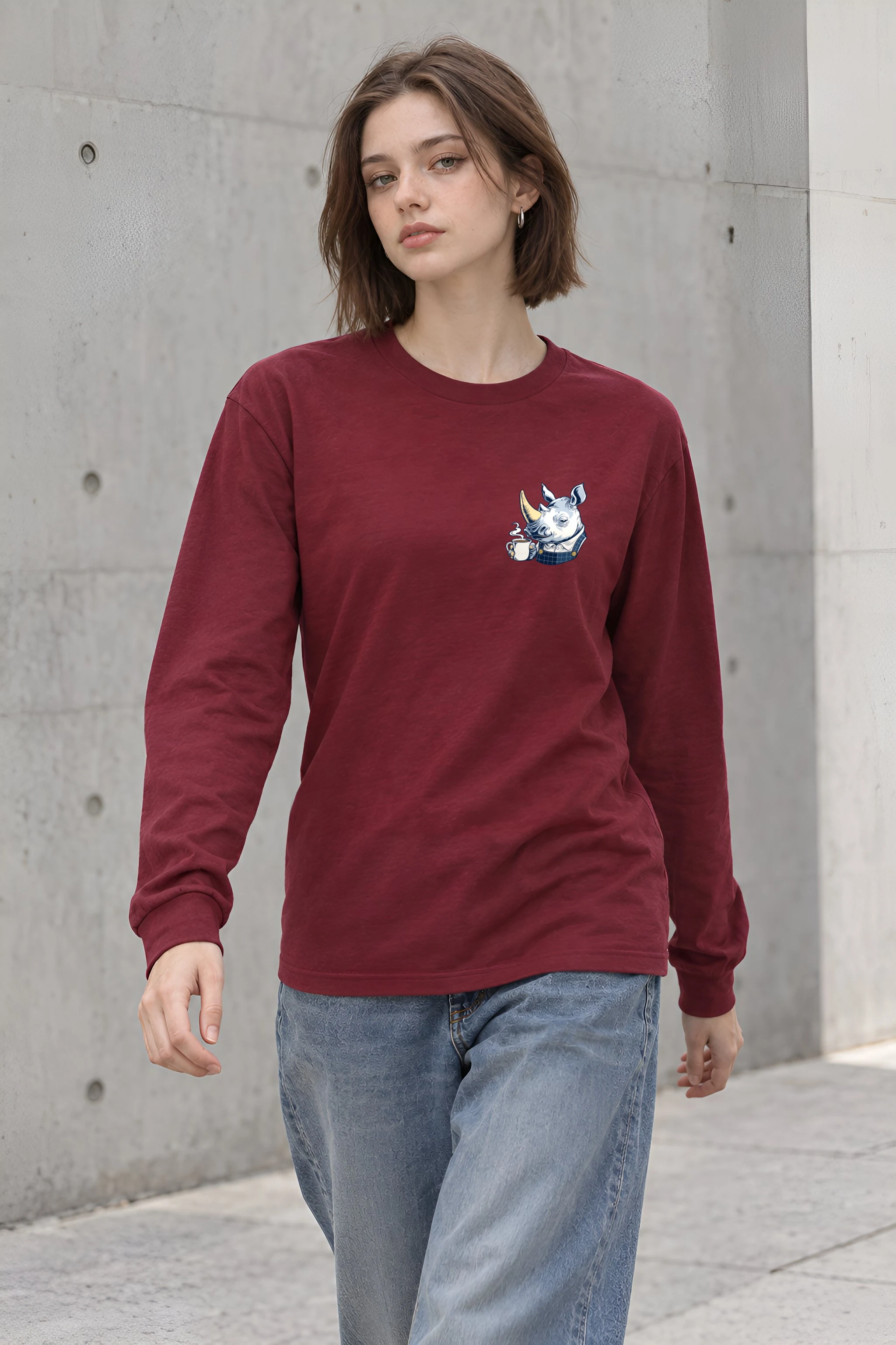 "Rhino Coffee Shift" Unisex Longsleeve T-shirt