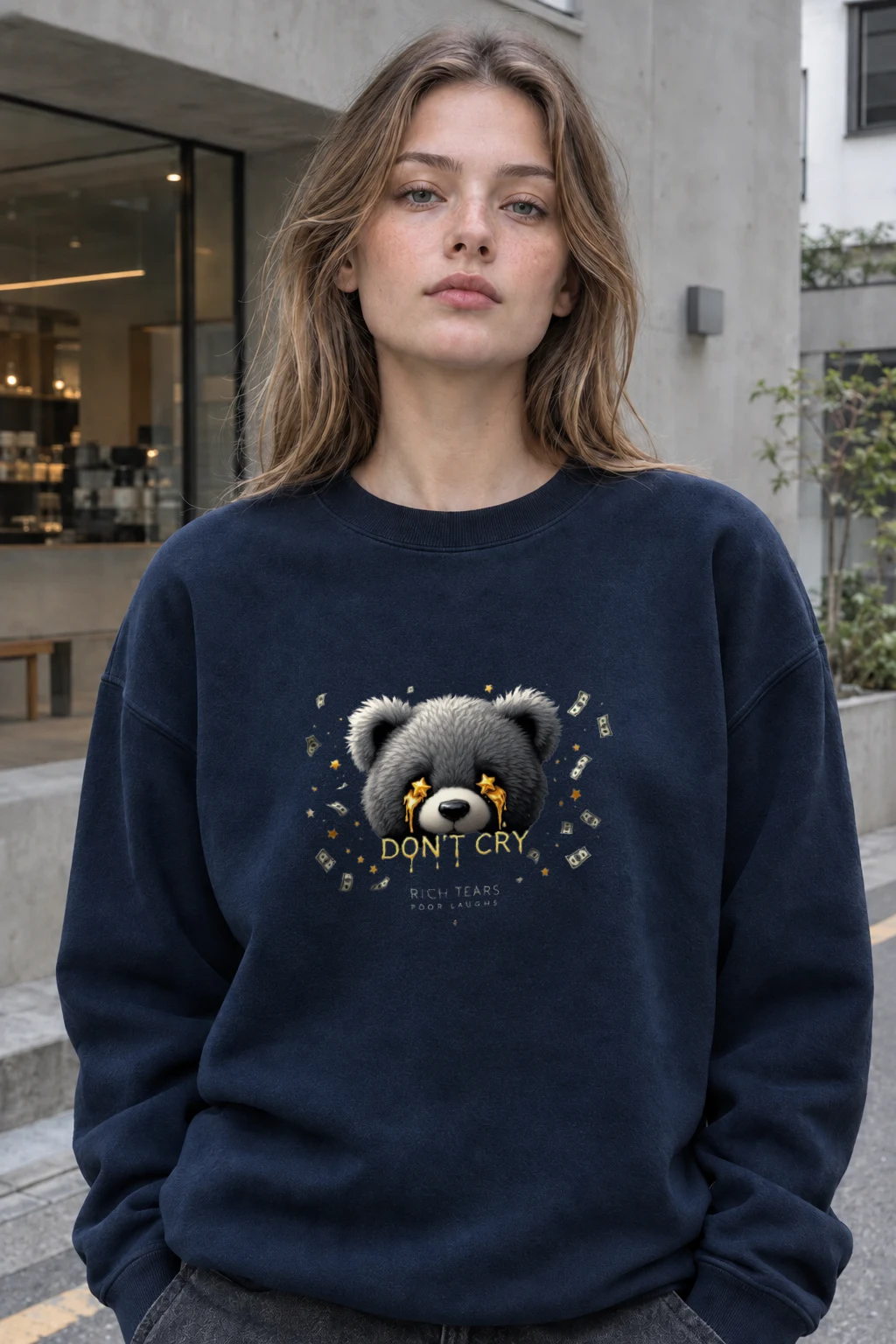 "Rich Tears Poor Laughs" Heavy Blend Unisex Crewneck Sweatshirt | Gildan 18000
