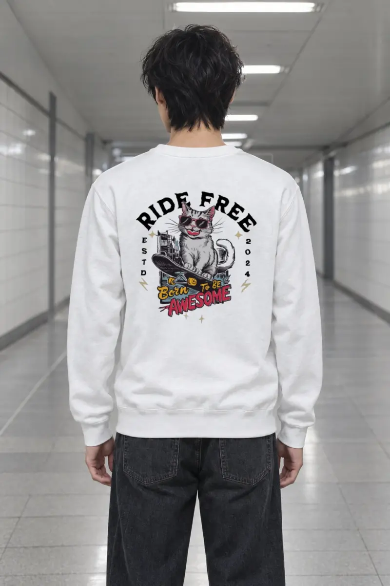 "Ride Free Cat" Heavy Blend Unisex Crewneck Sweatshirt