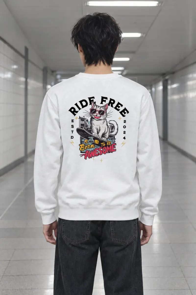 "Ride Free Cat" Heavy Blend Unisex Crewneck Sweatshirt