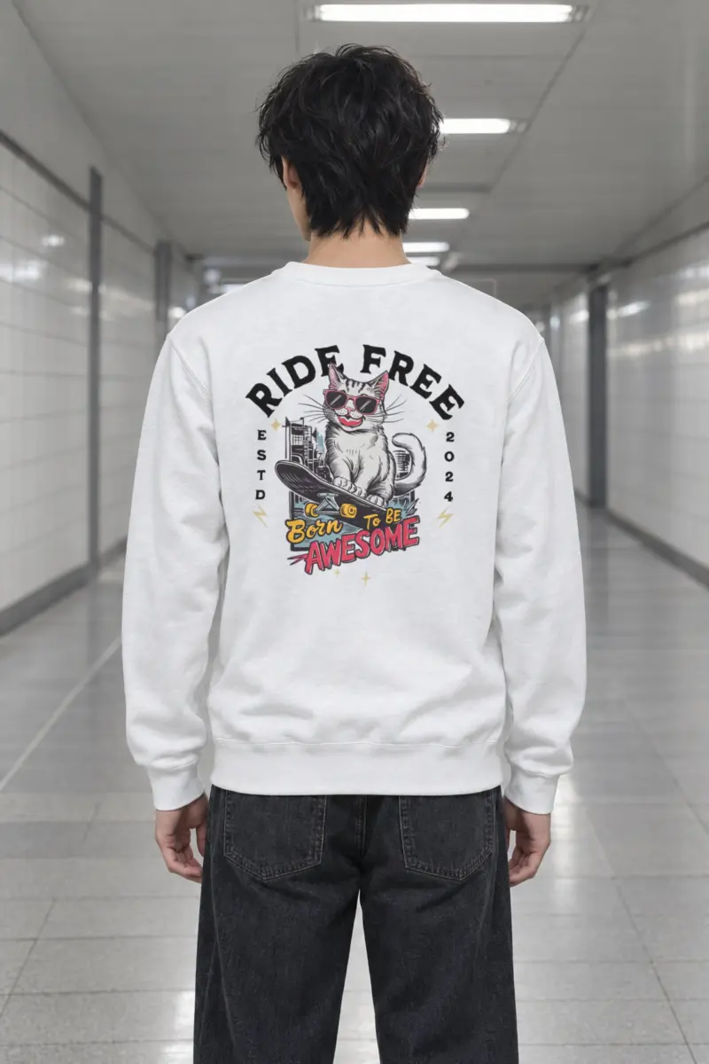 "Ride Free Cat" Heavy Blend Unisex Crewneck Sweatshirt